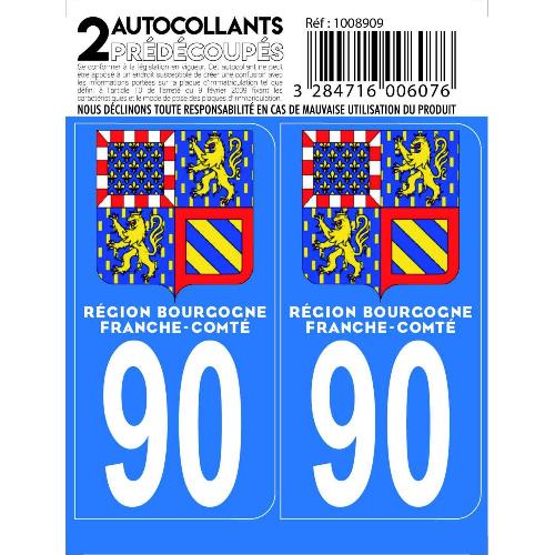 Stickers Plaques Immatriculation Autocollant Departement 90 - Territoire De Belfort