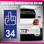 Stickers Plaques Immatriculation Autocollant sticker x2 compatible avec plaque immatriculation - Modele FCK - Run-R bleu