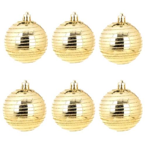 Boule De Noel AUTOUR DE MINUIT Set de 6 boules decorees finition brillante - O6 cm - Or