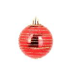 Boule De Noel AUTOUR DE MINUIT Set de 6 boules decorees finition brillante - O6 cm - Rouge