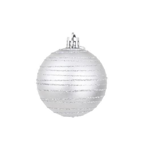 Boule De Noel AUTOUR DE MINUIT Set de 6 boules decorees finition mate - O6 cm - Gris argent