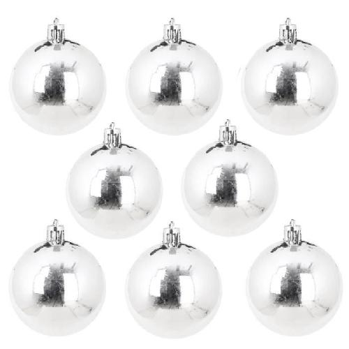 Boule De Noel AUTOUR DE MINUIT Set de 8 boules brillantes - O5 cm - Gris argent