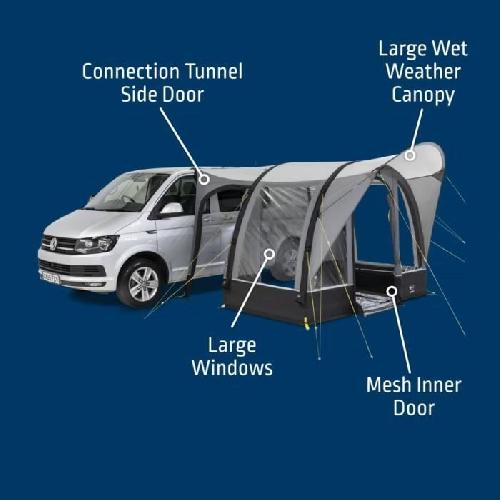 Auvent - Store - Solette - Sas Auvent gonflable pour van - KAMPA - Sprint Air - Matériau Weathershield 68D. armature Kampa AIR. espace compact. entrée pluie