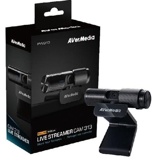 Webcam AVerMedia Live Streamer CAM 313 -PW313- - Webcam pour YouTubers et Streamers - Enregistrez en Full HD 1080p30 - Plug and Play - Focu