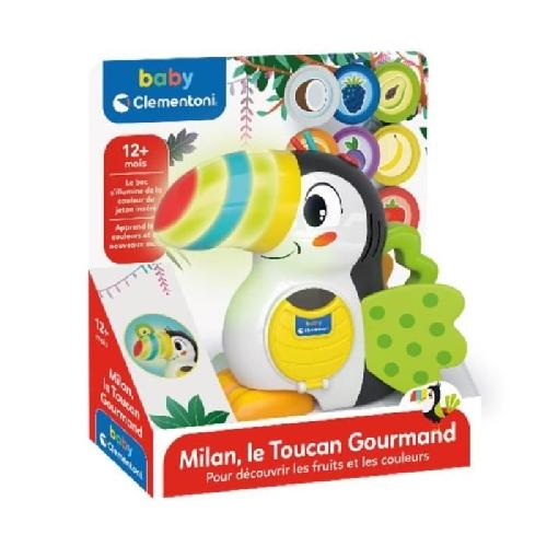 Jeu D'apprentissage Baby Clementoni - Milan. le toucan gourmand - Jeu éducatif avec fonctions éléctroniques - Bec lumineux - Ailes en tissu