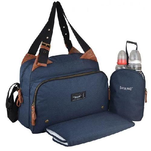 Sac A Langer Baby on board-sac a langer -sac titou bleu denim - 2 compartiments 8 poches - sac repas - tapis a langer sac linge sale attaches pou