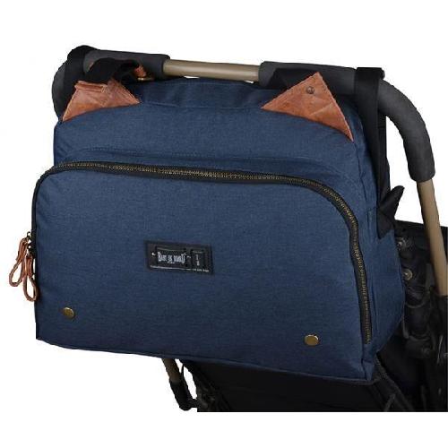 Sac A Langer Baby on board-sac a langer -sac titou bleu denim - 2 compartiments 8 poches - sac repas - tapis a langer sac linge sale attaches pou