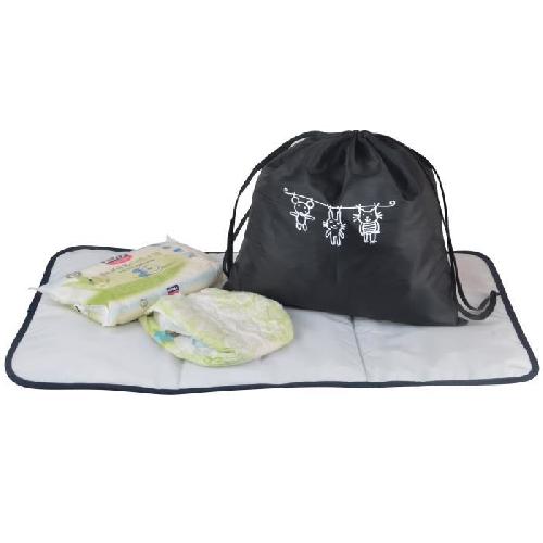 Sac A Langer Baby on board- sac a langer - sac titou Gris chiné - 2 compattiments 8 poches - sac repas - tapis a langer sac linge sale attaches