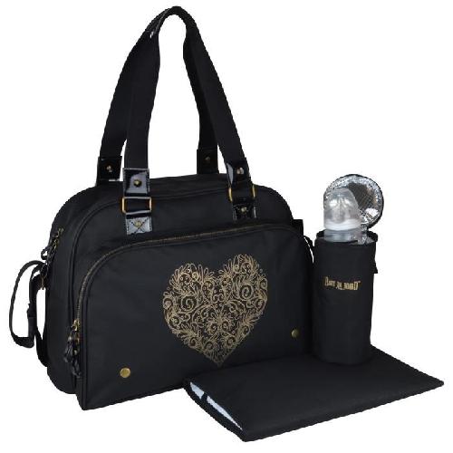 Sac A Langer BABY ON BOARD Sac a langer Simply Premium + accessoires - Noir coeur doré