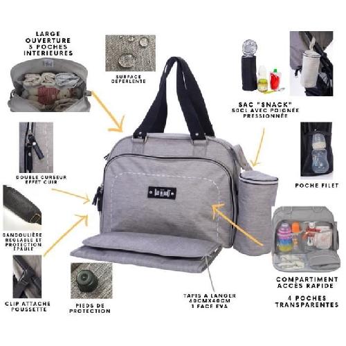 Sac A Langer BABY ON BOARD Sac a langer SIMPLY Sushi - gris/noir