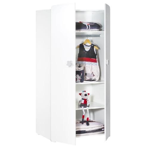 BABY PRICE Armoire chambre bebe 2 portes - Boutons etoile gris - New Basic