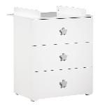 Commode A Langer - Meuble A Langer BABY PRICE Commode a langer 3 tiroirs - Boutons etoile gris - New Basic