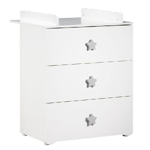 Commode A Langer - Meuble A Langer BABY PRICE Commode a langer 3 tiroirs - Boutons etoile gris - New Basic