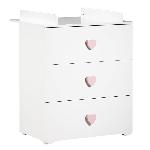 Commode A Langer - Meuble A Langer BABY PRICE New Basic Commode a langer 3 tiroirs - Boutons Coeur Rose