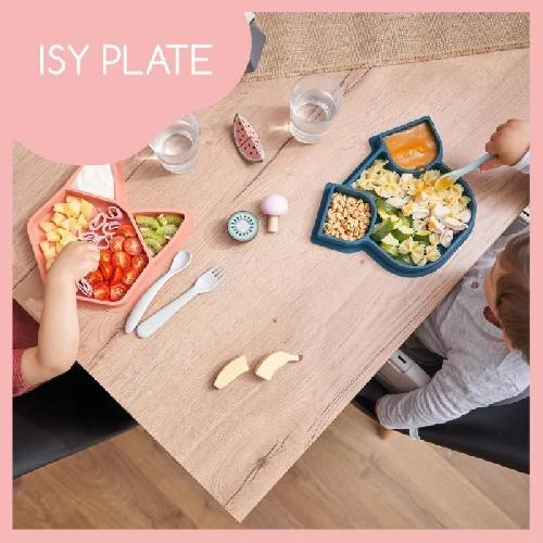 Assiette - Plateau Repas BABYMOOV Assiette compartimentée bébé ISY PLATE. en silicone. souple & solide. antidérapente. passe au lave-vaisselle. chien bleu
