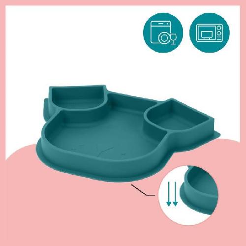 Assiette - Plateau Repas BABYMOOV Assiette compartimentée bébé ISY PLATE. en silicone. souple & solide. antidérapente. passe au lave-vaisselle. chien bleu