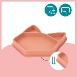 Assiette - Plateau Repas BABYMOOV Assiette compartimentée bébé ISY PLATE en silicone souple & solide. antidérapente. passe lave-vaisselle. renard terracotta