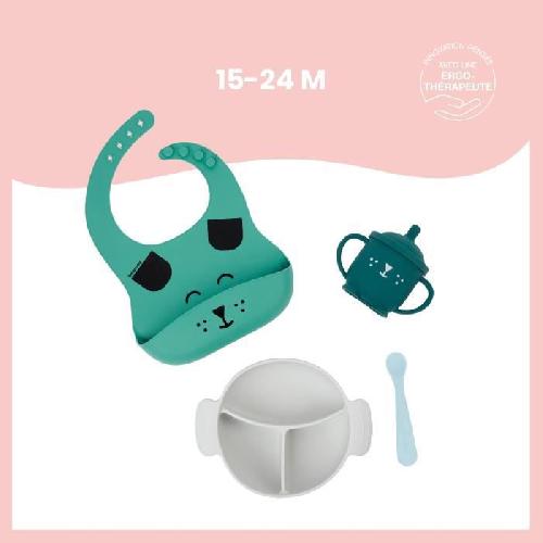 Ensemble - Set Repas Babymoov Coffret Repas 15-24 m LEARN'ISY. 1 Bol. 1 Tasse. 1 Bavoir. 1 Cuillere. Chien