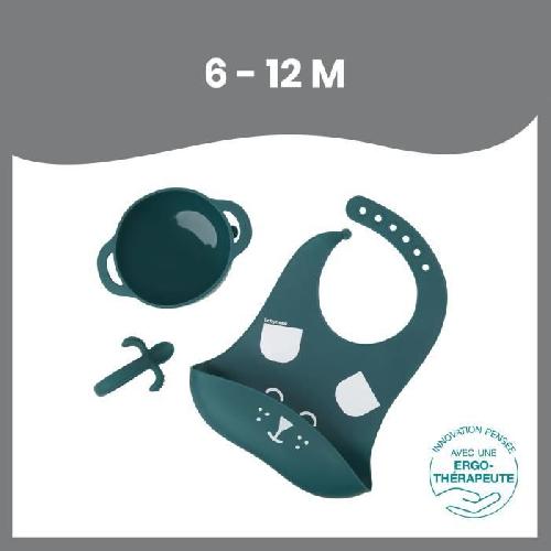 Ensemble - Set Repas Babymoov Coffret repas 6-12 mois 3 pieces. FIRST'ISY Chien Bleu