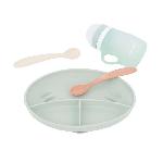 Ensemble - Set Repas Babymoov Coffret repas GROW'ISY. 24-36 mois. Contient 1 gourde. 2 cuilleres et 1 assiette compartimentée