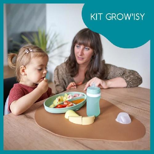 Ensemble - Set Repas Babymoov Coffret repas GROW'ISY. 24-36 mois. Contient 1 gourde. 2 cuilleres et 1 assiette compartimentée