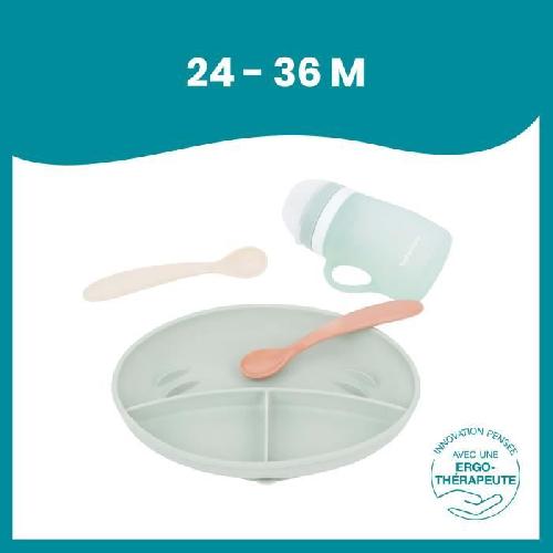 Ensemble - Set Repas Babymoov Coffret repas GROW'ISY. 24-36 mois. Contient 1 gourde. 2 cuilleres et 1 assiette compartimentée