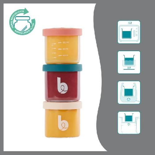 Conservation Repas Babymoov ISY BOWLS 9 Pots de conservation en Verre Borosilicate Gradués - 6x250ml + 3x120ml