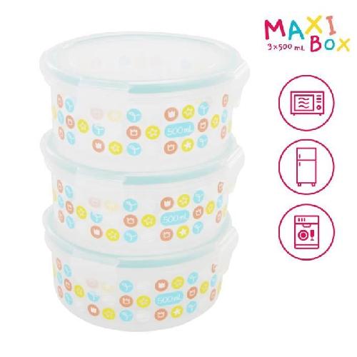 Ustensiles Repas Bebe BADABULLE MaxiBox. Pots de conservation. 3x500 ml