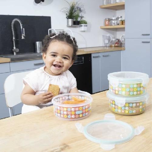 Ustensiles Repas Bebe BADABULLE MaxiBox. Pots de conservation. 3x500 ml