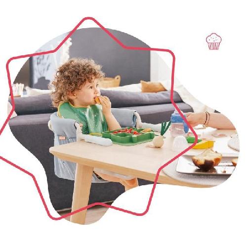 Rehausseur - Siege De Table Badabulle Siege de table pour bébé avec Systeme d'attache 4 bras. Pliage Ultra Compact. De 6 a 36 mois