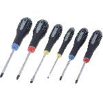 BAHCO - 6 tournevis cruciforme PH1 PZ1 et plat