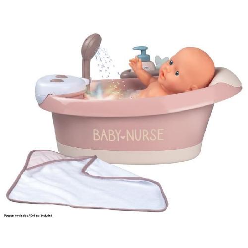 Vetement - Accessoire Poupon Baignoire balnéo pour poupon jusqu'a 42 cm - Smoby Baby Nurse - Jets d'eau et bulles - Lumieres LED - Fabriqué en France