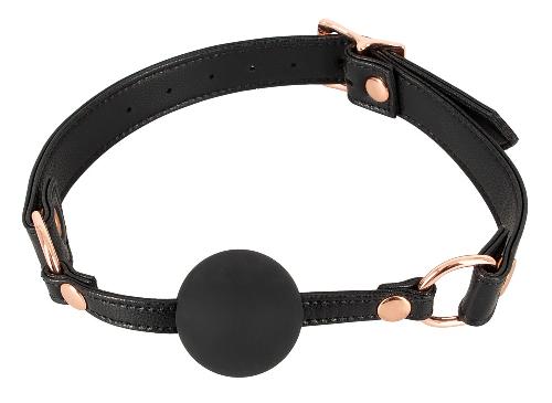 Baillon boule noir D4cm avec attaches simili cuir