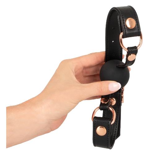 Baillon boule noir D4cm avec attaches simili cuir