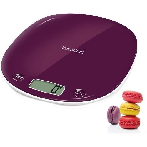 Balance Culinaire Electronique Balance de cuisine électronique - TERRAILLON - MACARON Prune - Capacité 5 Kg - Design élégant