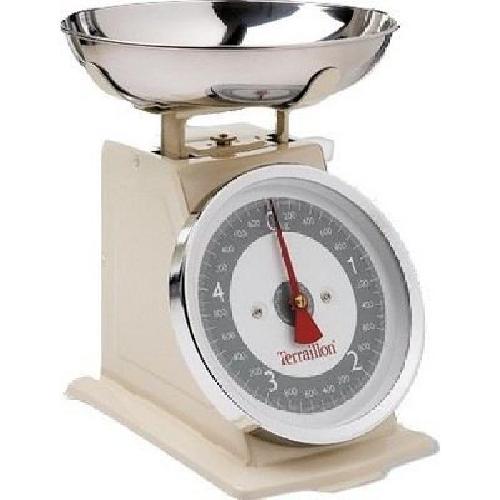 Balance Culinaire Electronique Balance de cuisine mécanique - TERRAILLON - TRAD 500 Creme - Portée 5 Kg - Style rétro - Bol 1 L