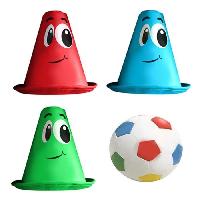 Balle - Boule - Ballon Set de Foot pré-scolaire - STAMP - Balle et 3 cônes - Mixte - A partir de 2 ans