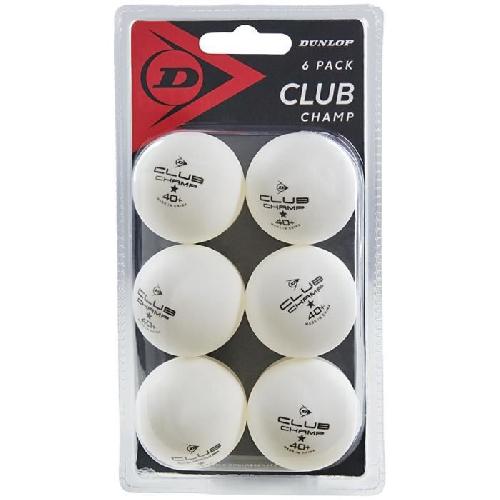 Balle de tennis de table - DUNLOP - 40+ CLUB CHAMP 6 BALL BLISTER WHITE