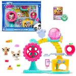 Figurine Miniature - Personnage Miniature BANDAI - Littlest Pet Shop - Coffret Fun Factory - Ensemble de jeu avec 2 animaux. décor et accessoires - BF00519