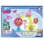 Figurine Miniature - Personnage Miniature BANDAI - Littlest Pet Shop - Coffret Fun Factory - Ensemble de jeu avec 2 animaux. décor et accessoires - BF00519