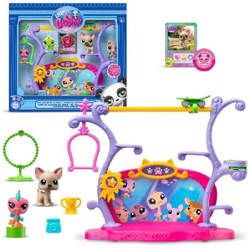 Figurine Miniature - Personnage Miniature BANDAI - Littlest Pet Shop - Coffret Pets Got Talent - Ensemble de jeu avec 2 animaux. décor et accessoires - BF00558