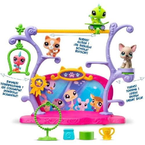 Figurine Miniature - Personnage Miniature BANDAI - Littlest Pet Shop - Coffret Pets Got Talent - Ensemble de jeu avec 2 animaux. décor et accessoires - BF00558