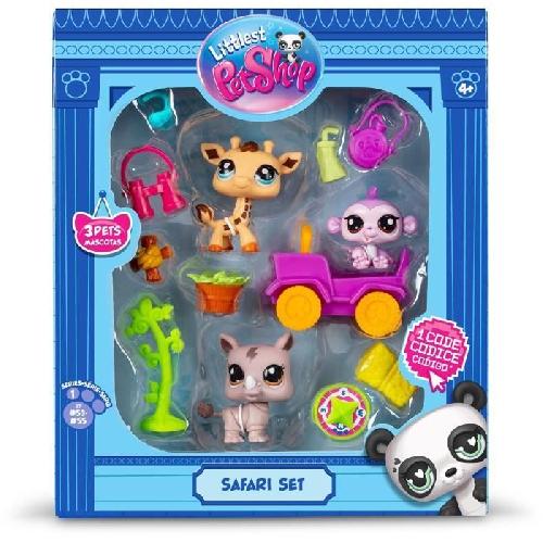 Figurine Miniature - Personnage Miniature BANDAI - Littlest Pet Shop - Pack Safari - 3 animaux et accessoires - BF00524