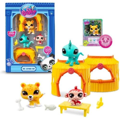 Figurine Miniature - Personnage Miniature BANDAI - Littlest Pet Shop - Pack Tiki Jungle - 3 animaux et accessoires - BF00515