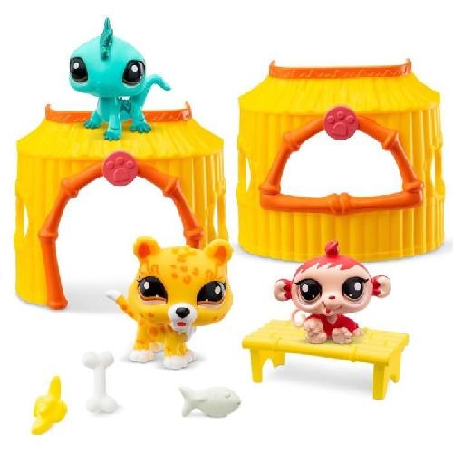 Figurine Miniature - Personnage Miniature BANDAI - Littlest Pet Shop - Pack Tiki Jungle - 3 animaux et accessoires - BF00515