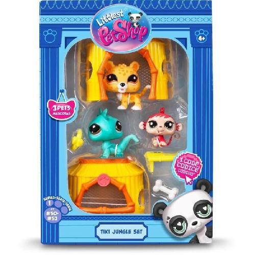 Figurine Miniature - Personnage Miniature BANDAI - Littlest Pet Shop - Pack Tiki Jungle - 3 animaux et accessoires - BF00515