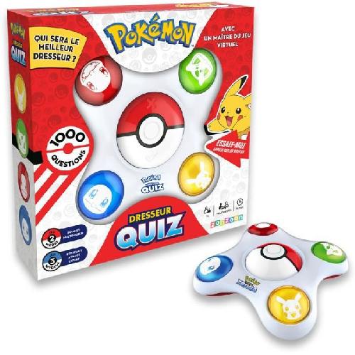 Jeu De Societe - Jeu De Plateau Bandai - Pokemon - Dresseur Quiz - Quiz connaissances 100 Pokemon - Jeu electronique interactif - parle francais