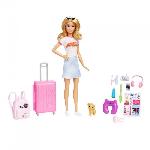 Poupee Barbie-Barbie en Voyage-Coffret avec chiot et accessoires HJY18