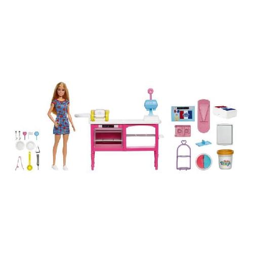 Poupee Barbie-Barbie Pâtisserie-Coffret poupée « Malibu » et 18 accessoires HJY19