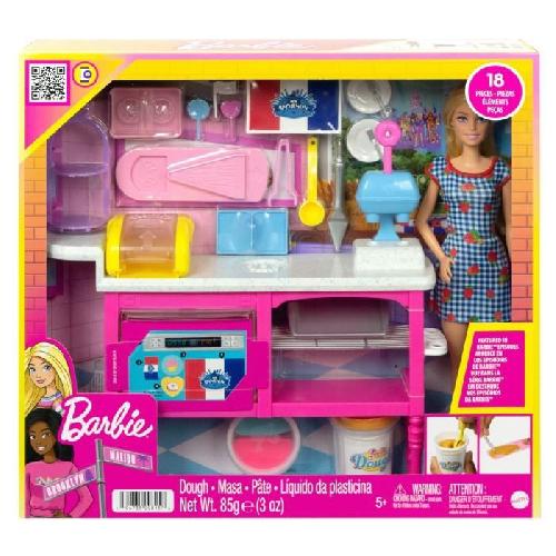 Poupee Barbie-Barbie Pâtisserie-Coffret poupée « Malibu » et 18 accessoires HJY19